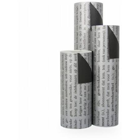 Cadeaupapier Zwarte Tekst op Zilver - Rol 70cm - 200m - 70gr | Winkelrol / Toonbankrol / Geschenkpapier / Kadopapier / Inpakpapier